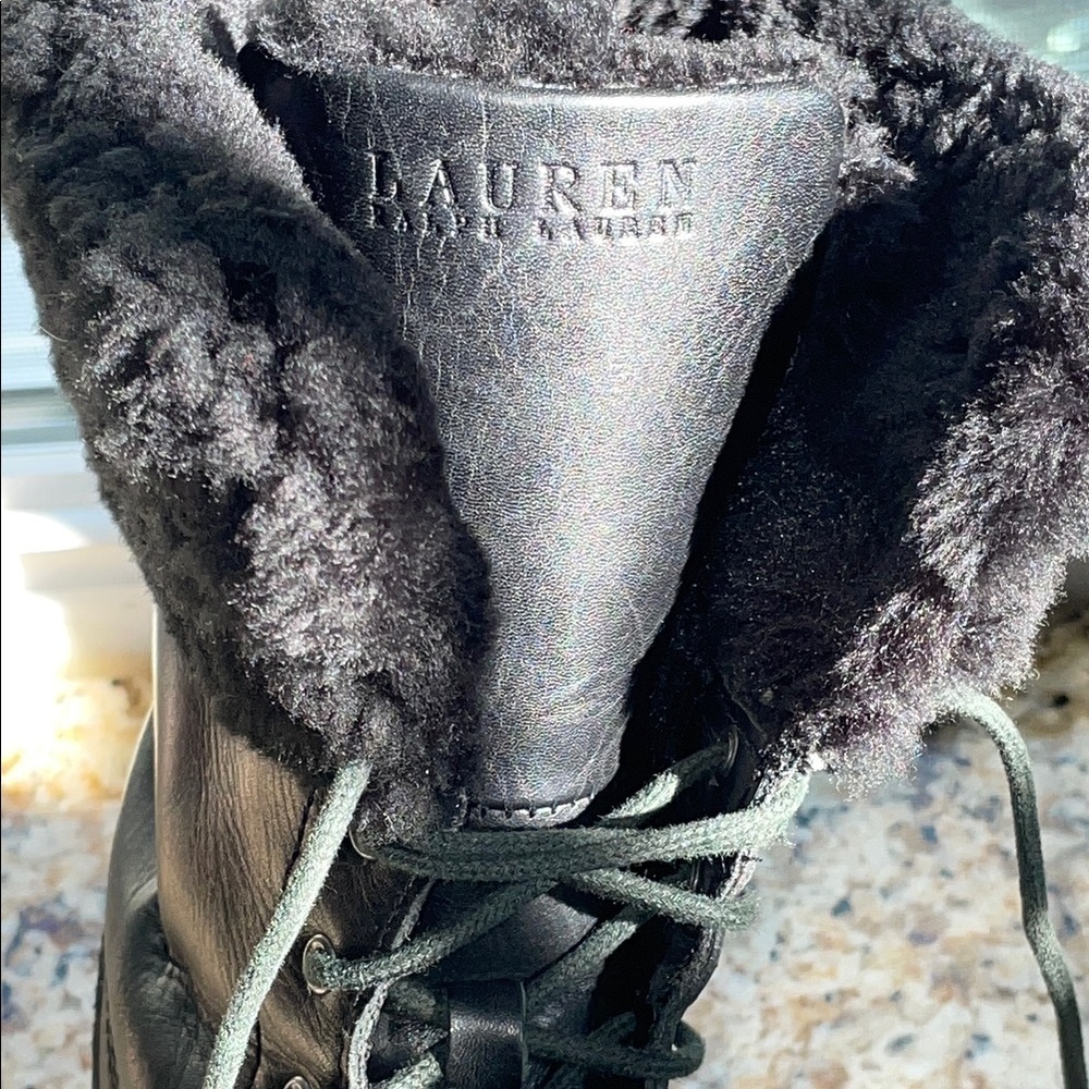 Ralph Lauren Rugged Black Fur-Lined Boots - Picture 10 of 14